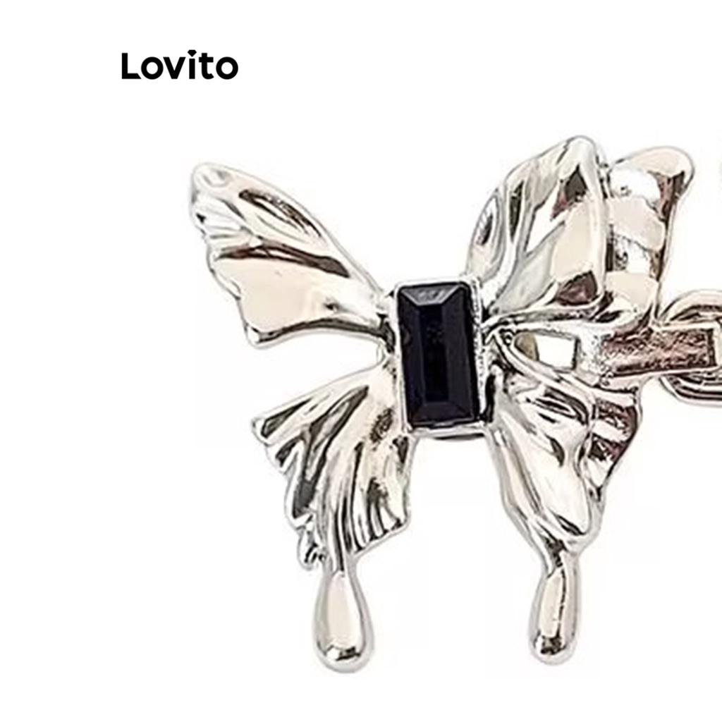 Lovito เข็มกลัดผู้หญิง รูปผีเสื้อ สไตล์ลำลอง LNA32215 (สีเงิน)