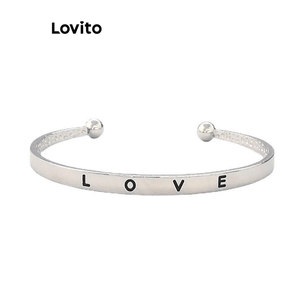 Lovito เข็มกลัดโลหะ รูปตัวอักษร เหมาะกับของขวัญคู่รัก สําหรับผู้หญิง LFA12665