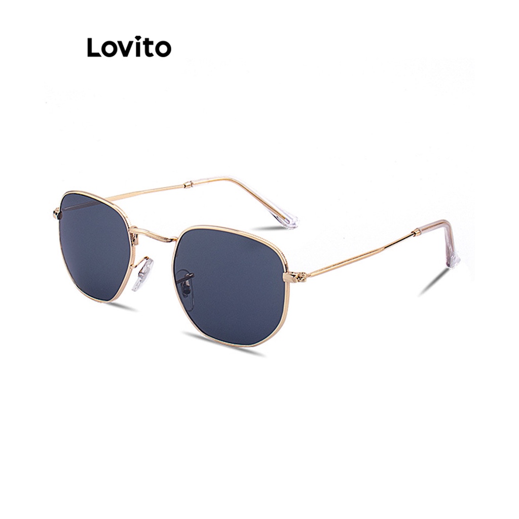 Lovito แว่นกันแดด ทรงเบสิก สีพื้น สไตล์ลำลอง สำหรับผู้หญิง LFA01066 (สีทอง)