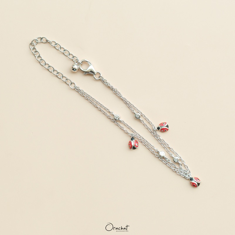 Luck be a ladybug 100 H&A bracelet. (สร้อยข้อมือเงินแท้ จี้ลายเต่าทอฃนำโชค ใส่ลุยได้ ไม่ลอกไม่ดำ)
