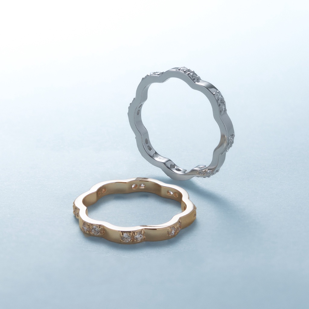 MARON - Happy Lining Ring แหวนเงินแท้ 925 ฝังพลอยเพทายสีขาว
