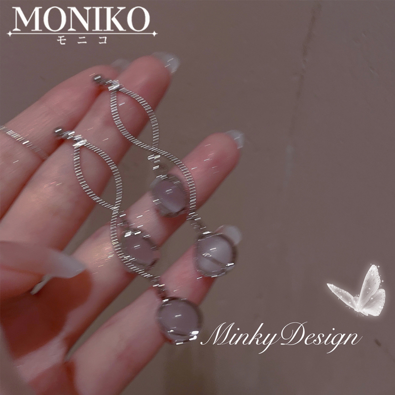 MONIKO ต่างหูเข็มเงิน 925 ประดับพู่ยาว โอปอล หรูหรา เครื่องประดับ สําหรับผู้หญิง