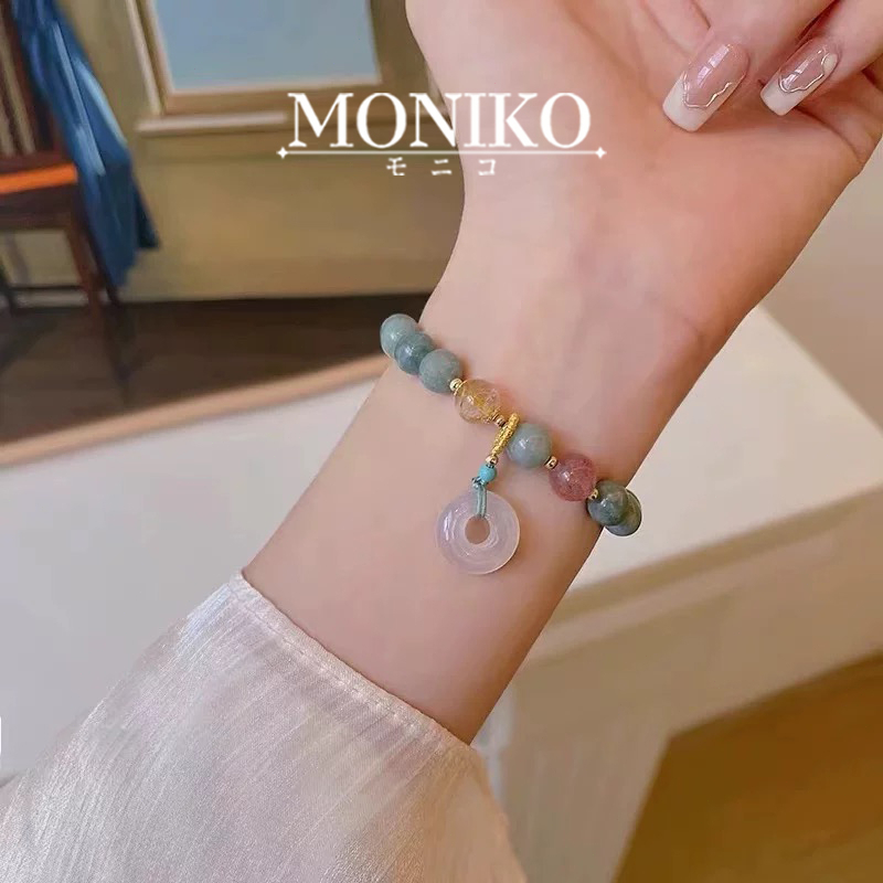 MONIKO สร้อยข้อมือหยก เครื่องประดับ ของขวัญ ย้อนยุค มรกต อินเทรนด์ สําหรับผู้หญิง