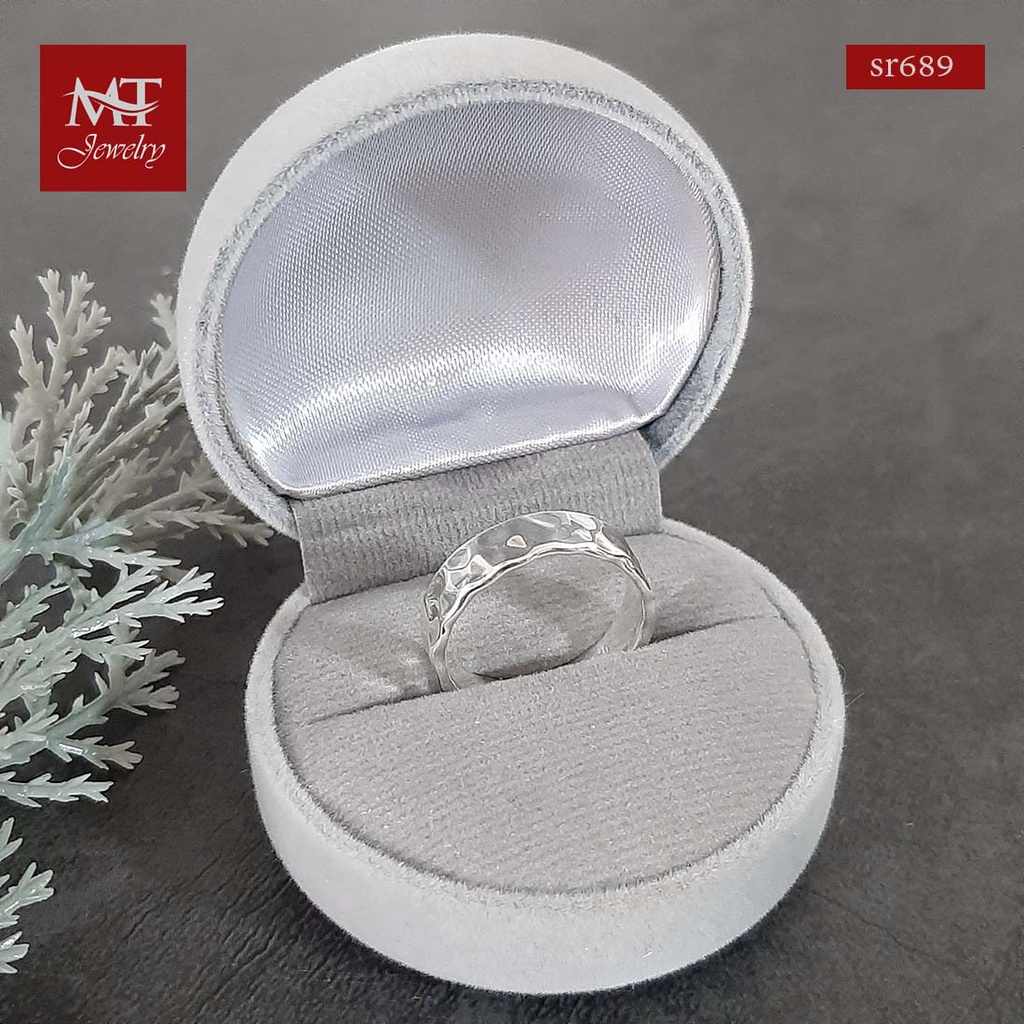 MT แหวนเงินแท้ แบบทุบลาย ค้อนทุบ ไซส์: 57 Sterling Silver Ring (sr689) MT Jewelry มณีธารา