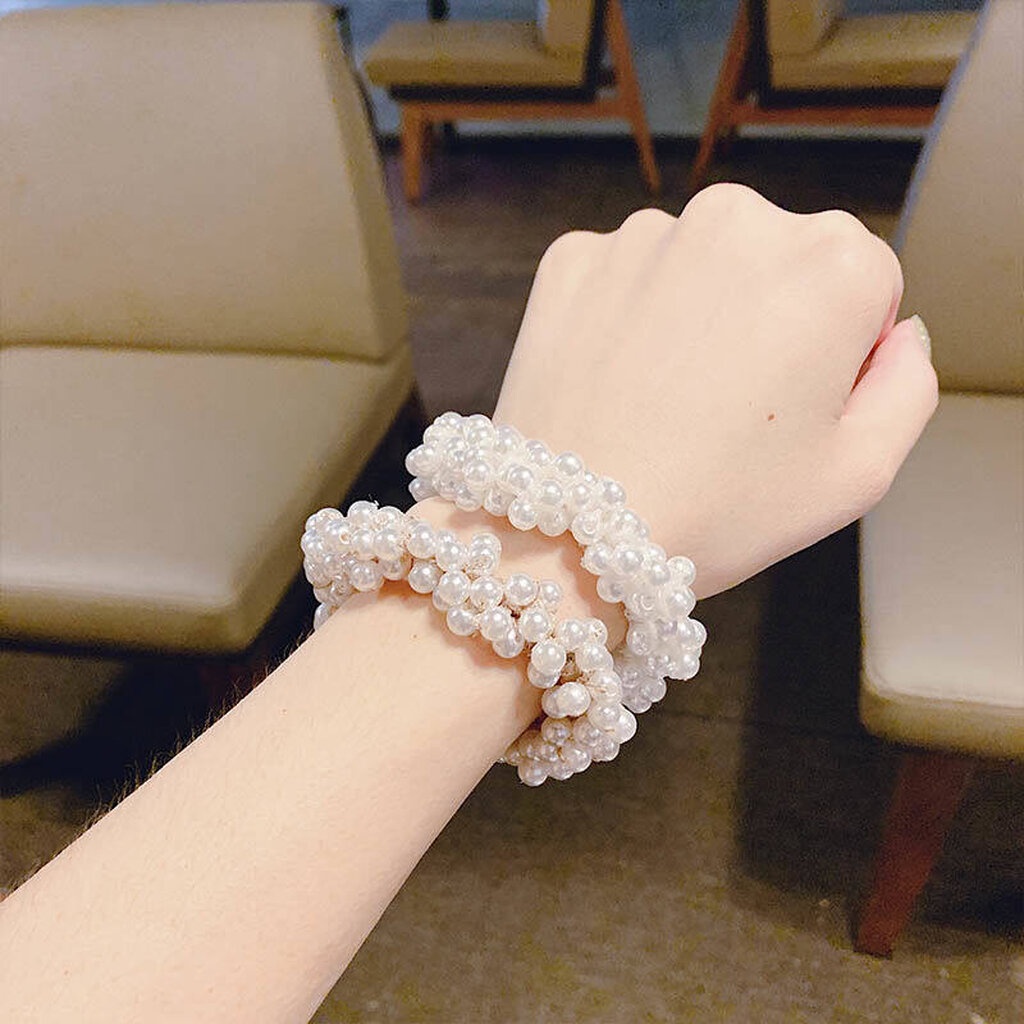 MYPINK   ยางรัดผม ลูกปัด ไข่มุก สไตล์เกาหลี