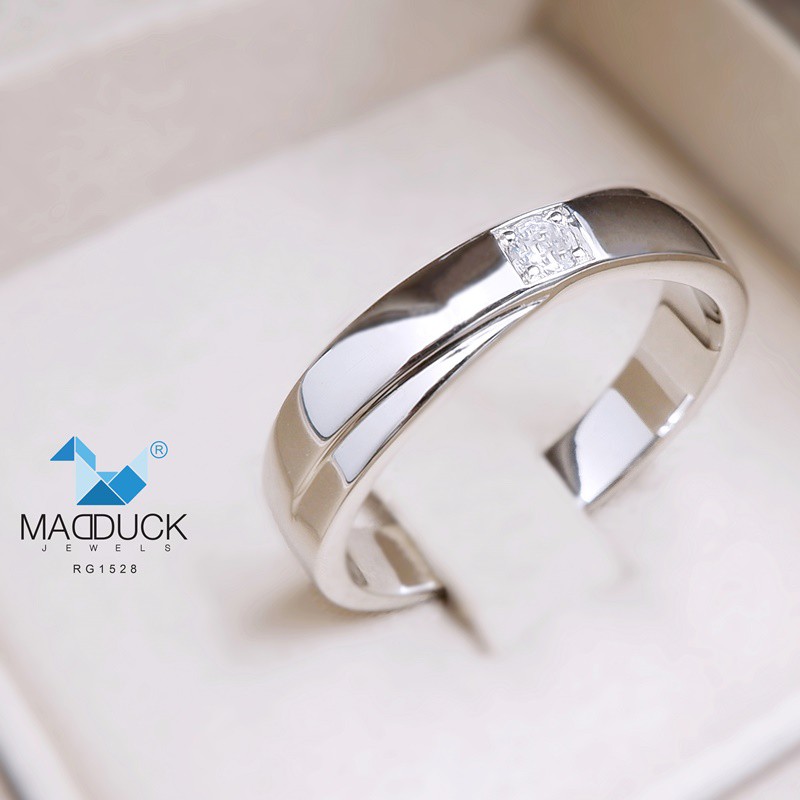 Madduckjewels แหวนเงินแท้ เพชร CZ ชุบโรเดียม RG1528