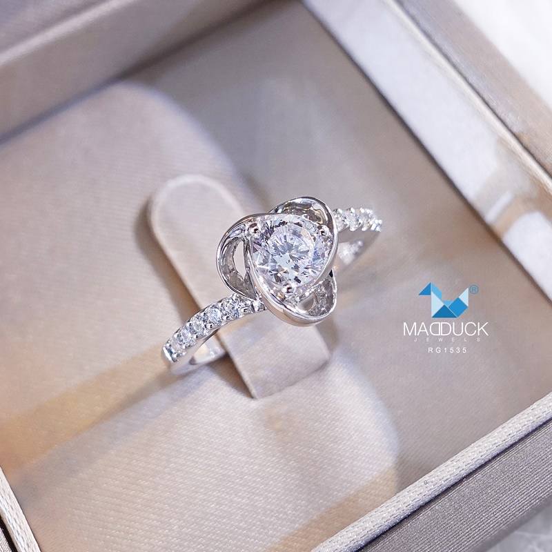 Madduckjewels แหวนเงินแท้ เพชร CZ ชุบโรเดียม RG1535