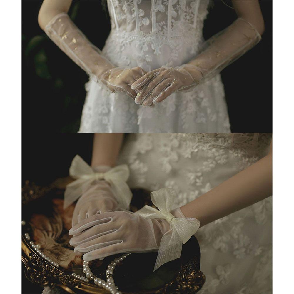 Me ถุงมือลูกไม้ แฟชั่นใหม่ สําหรับเจ้าสาว ใส่ไปงานปาร์ตี้ 1 คู่
