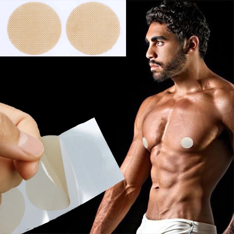 Men Disposable Thin Waterproof Invisible Nipple Adhesive Stickers / Comfortable Breathable Sweat-proof Chest Patch / Marathon Anti-friction Non-woven Fabric Nipple Cover / Men Areola Patch Breast Patch