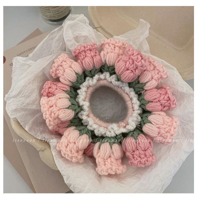 Milyfashion ยางรัดผม แบบถักมือ ลายดอกไม้ ลิลลี่ แฟชั่น ระดับไฮเอนด์ เครื่องประดับผม