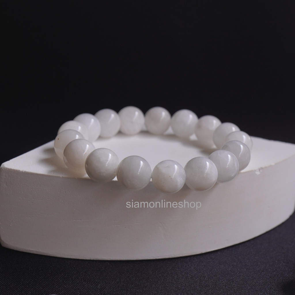 Moonstone หินมูนสโตน เกรดพรีเมี่ยม เลือกขนาดเม็ดหินได้ (6-12 มม.) สร้อยข้อมือหินแท้ by siamonlineshop