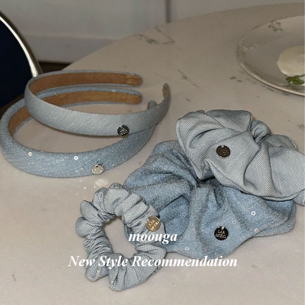Moouga/handy ที่คาดศีรษะ ผ้ายีน ลดอายุ แบบเรียบง่าย สไตล์ใหม่ สําหรับผู้หญิง