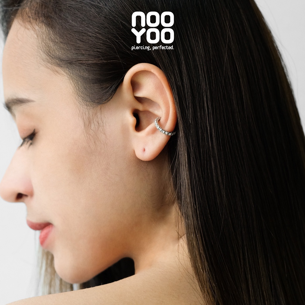 NooYoo ต่างหูสำหรับผิวแพ้ง่าย Crystal Ear Cuff Surgical Steel