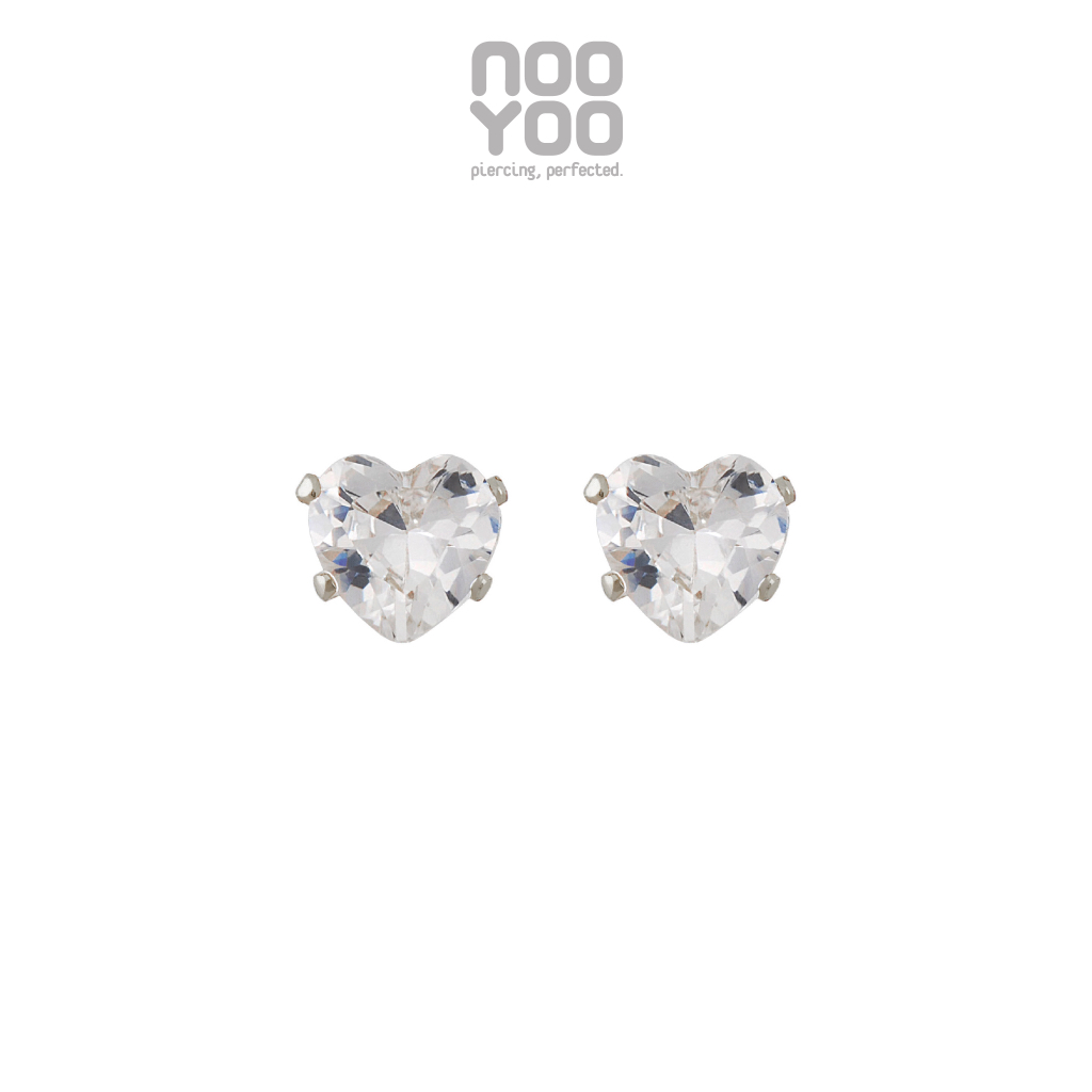 NooYoo ต่างหูสำหรับผิวแพ้ง่าย Cubic Zirconia 5x5 mm Heart