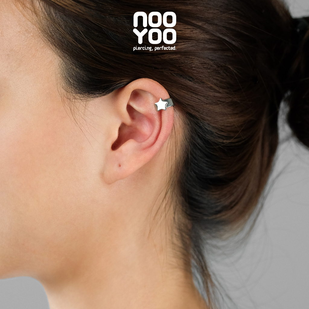 NooYoo ต่างหูสำหรับผิวแพ้ง่าย Single STAR Ear cuff Surgical Steel