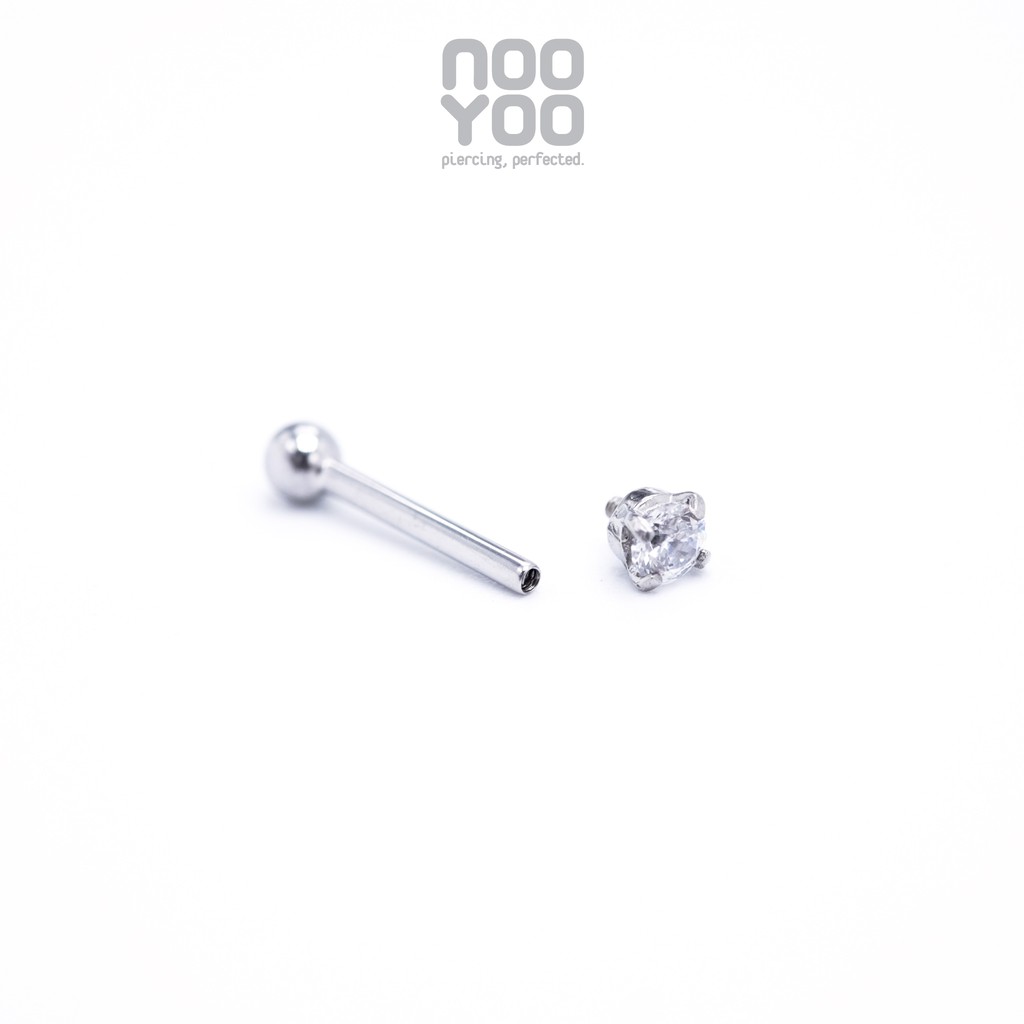 NooYoo ต่างหูสำหรับผิวแพ้ง่าย จิว Micro CZ (Single / Baguette)