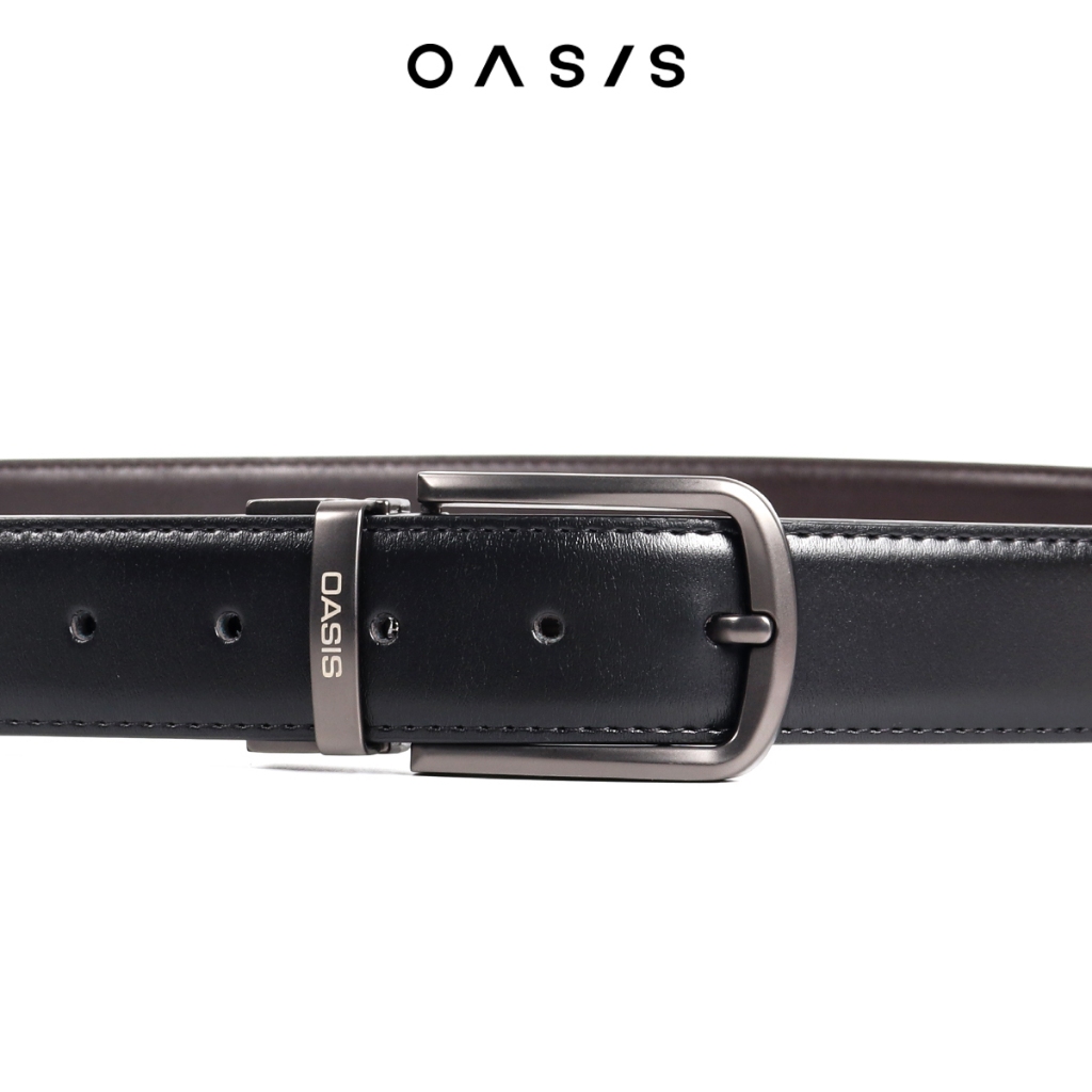 OASIS เข็มขัดหนังผู้ชาย เข็มขัดหนังแท้ รุ่นABLB-4483-BL สีดำ