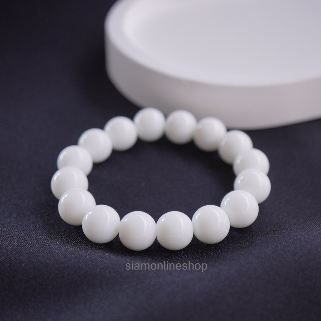 OPAL หินโอปอลสีขาว เลือกขนาดเม็ดหินได้ ( 4/6/8/10/12 มม. ) หินมงคล หินแห่งความปรารถนา by siamonilneshop