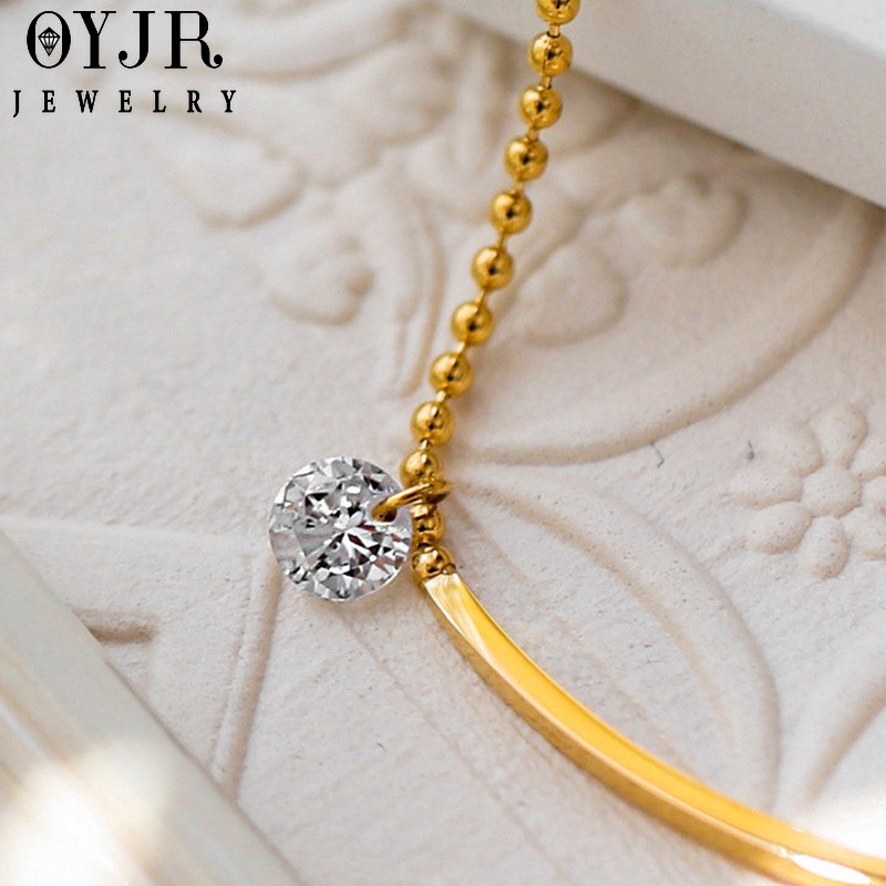 OYJR สร้อยข้อเท้าสแตนเลส ข้อเท้าหน้ายิ้ม ทองชุบ 18k  สำหรับผู้หญิง