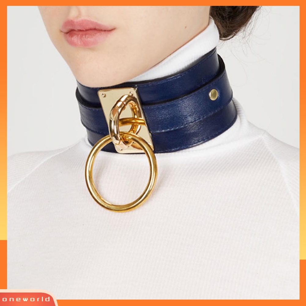 OneWorld@ O Ring Pendant Collar Faux Leather โชเกอร์  Punk Necklace