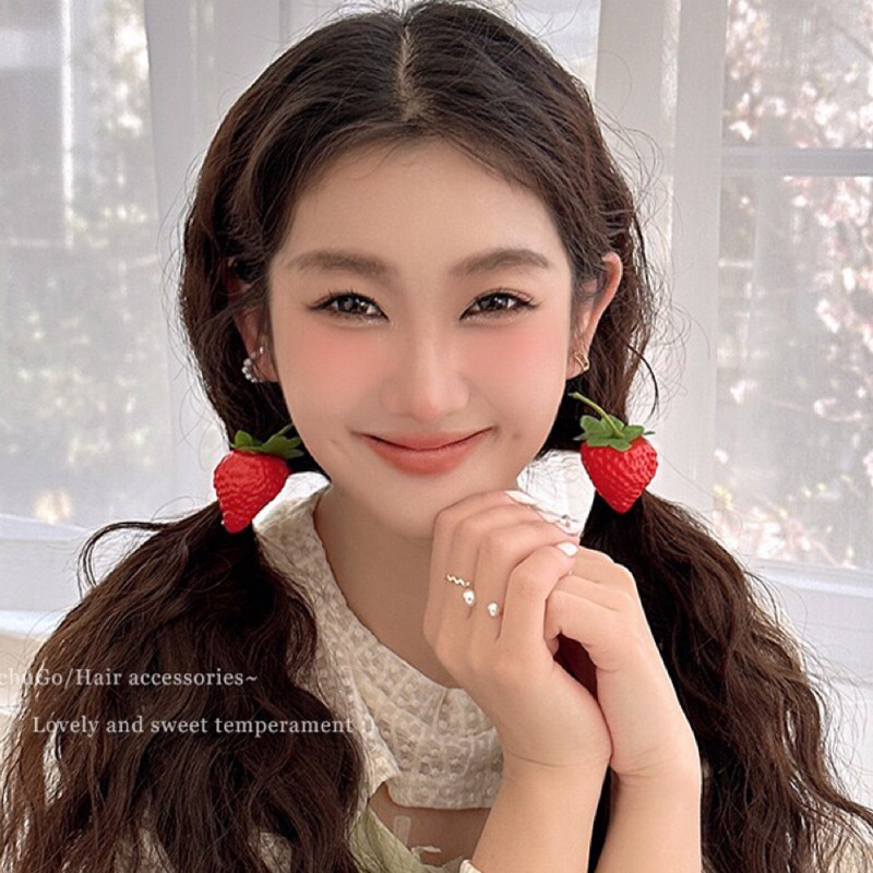 PASUAY กิ๊บหนีบผม ขนาดเล็ก ตกแต่งส้ม สตรอว์เบอร์รี่ เชอร์รี่ | กิ๊บสตรอว์เบอร์รี่