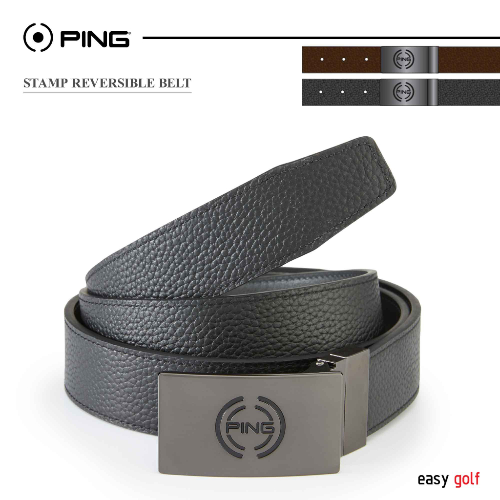 PING STAMP REVERSIBLE BELT  PING  BELT  เข็มขัดผู้ชาย เข็มขัดหนัง