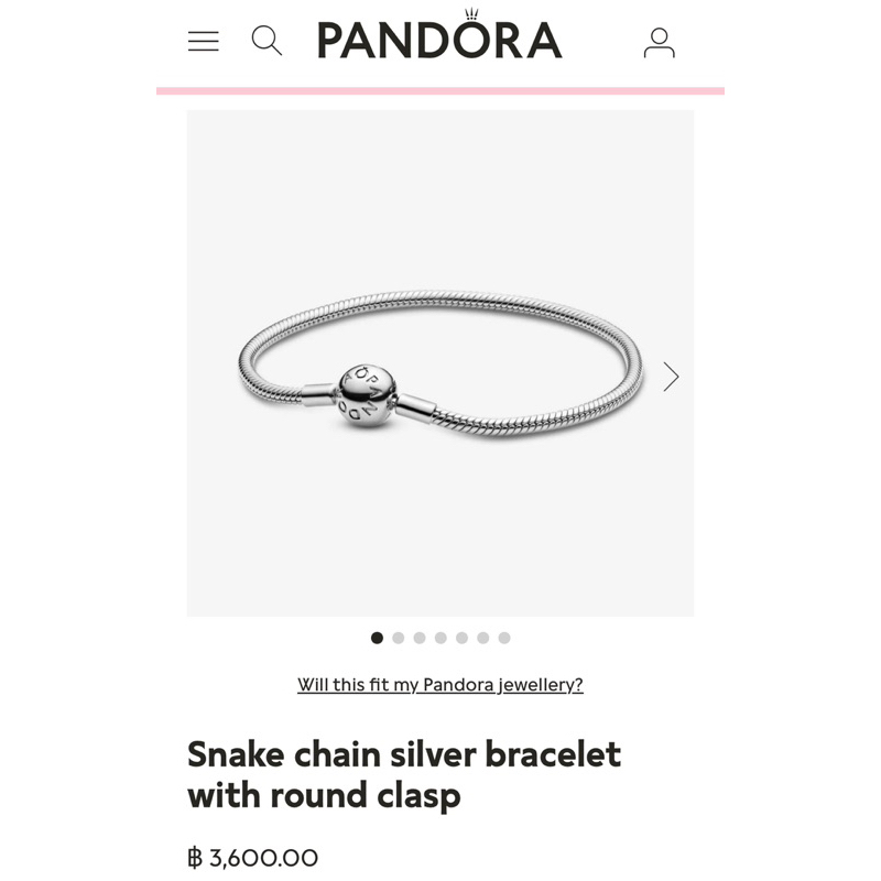 Pandora moment snake chain bracelet size 18 แท้100%