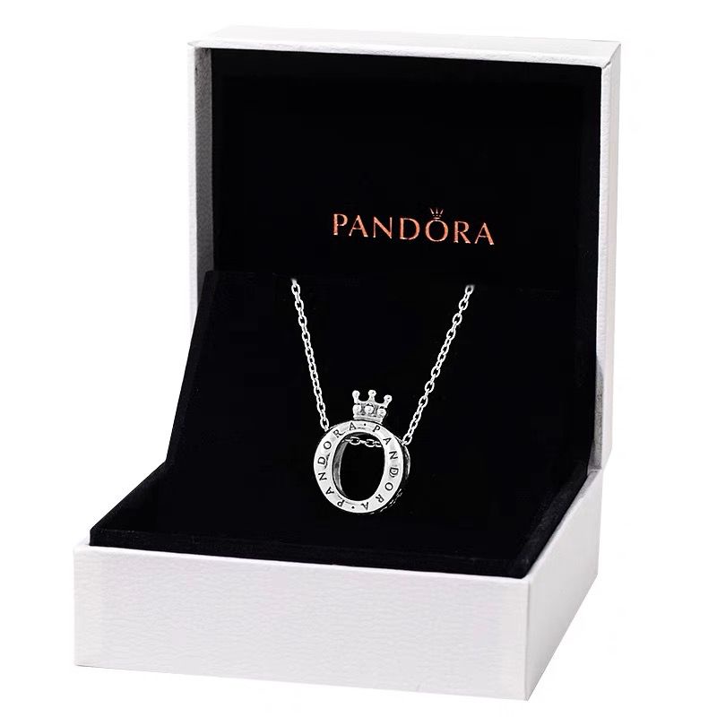 Pandora สร้อยคอเงิน 925 จี้มงกุฎ เครื่องประดับแฟชั่น สําหรับผู้หญิง