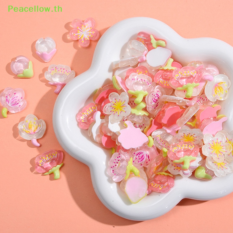 Peacellow ดอกซากุระเรซิ่น ขนาดเล็ก 10 ชิ้น สําหรับตกแต่งบ้าน เค้ก โทรศัพท์ DIY