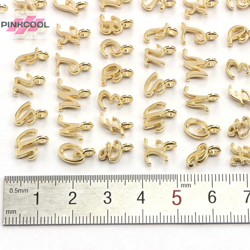 Pinkcool ขายดี จี้ตัวอักษร A-Z สีทอง สําหรับทําเครื่องประดับ DIY 26 ชิ้น
