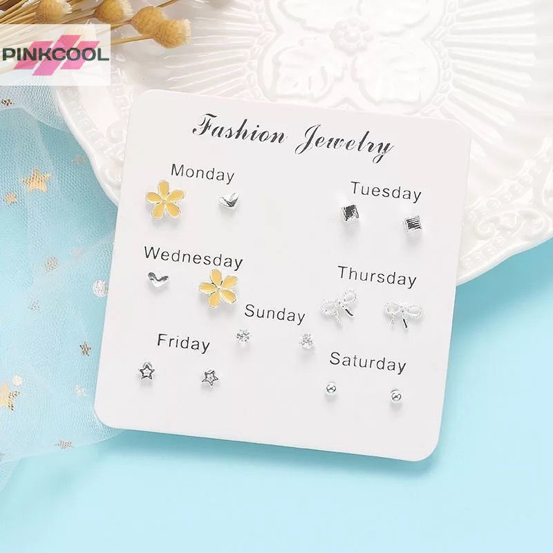 Pinkcool ชุดต่างหูสตั๊ด ขนาดเล็ก น่ารัก เรียบง่าย เครื่องประดับ สําหรับผู้หญิง ของขวัญ ขายดี