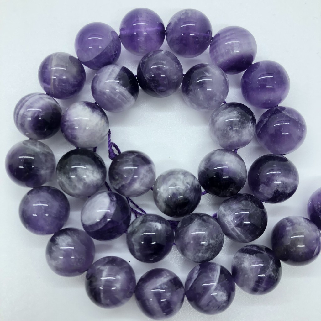 Purple Crystal Beads ลูกปัดคริสตัลสีม่วง 4-12 มิลลิเมตรรอบธรรมชาติหลวมอเมทิสหินอุปกรณ์ Diy