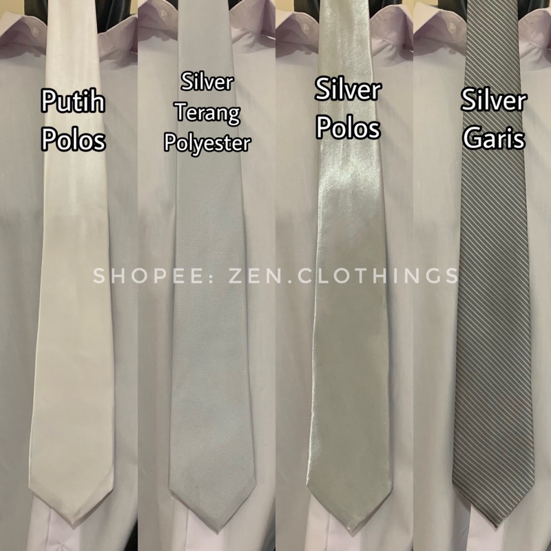 Putih เนคไทผู้ชาย แบบแมนนวล ยาว ลายเรียบ ลายทาง สีเทา สีเทา สีเงิน สีขาว