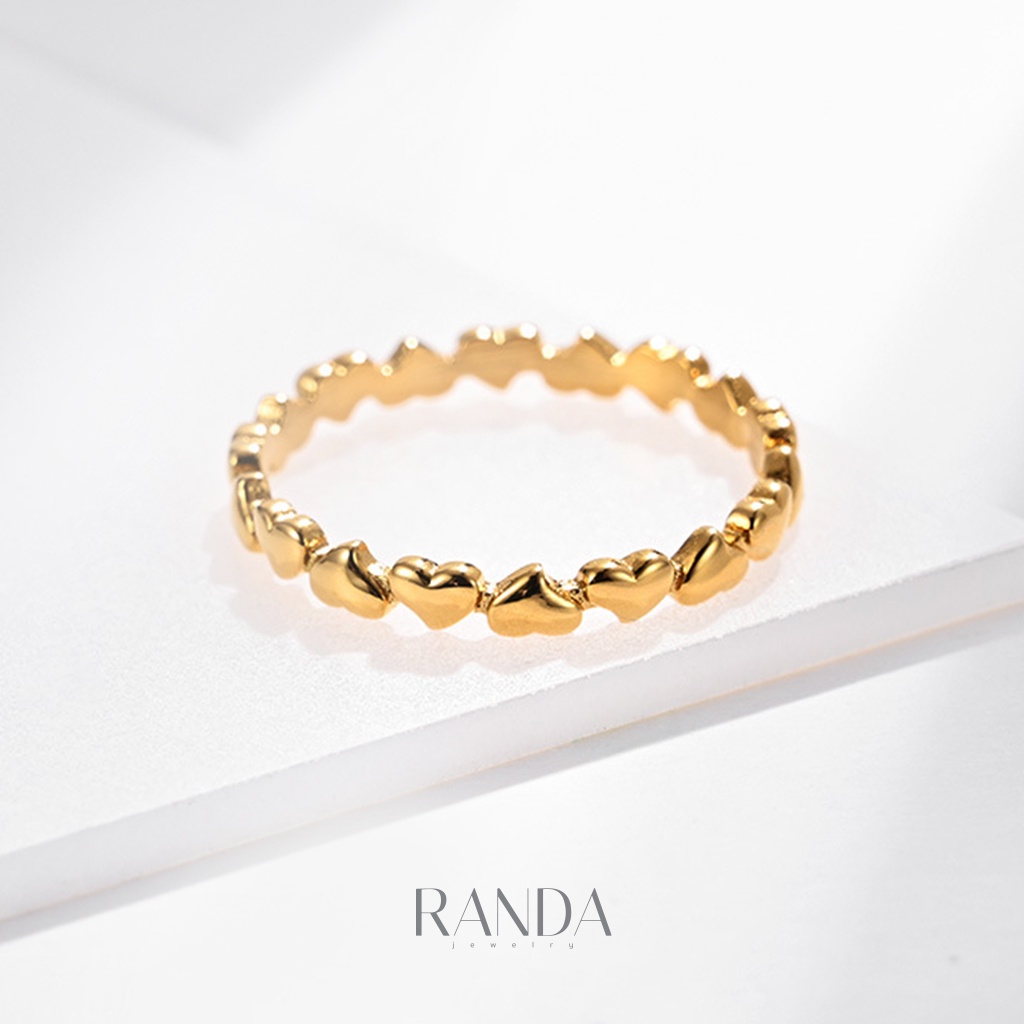 Randa แหวนสแตนเลส มินิฮาร์ท mini heart โดนสารเคมีได้ สีเงิน สีพิ้งโกล สีทอง ไม่ลอก ไม่ดำ ของขวัญ