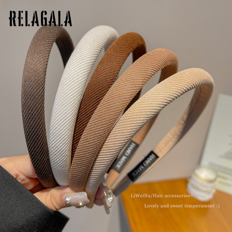 Relagala ที่คาดศีรษะ กันลื่น สีพื้น เรียบง่าย สําหรับผู้หญิง 2024