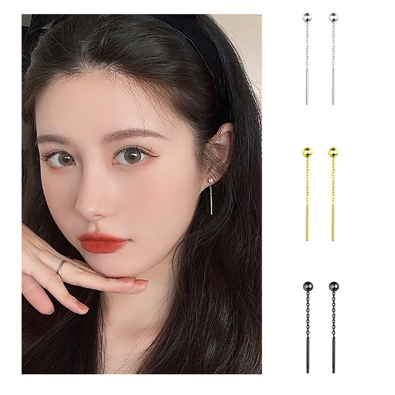 Roselife S925 ต่างหูสายโซ่ทรงสี่เหลี่ยมลายผีเสื้อสําหรับผู้หญิง 1 คู่