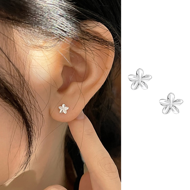 Roselife ต่างหูสตั๊ด เงิน S925 จี้รูปดอกไม้ 3D ขนาดเล็ก สไตล์เกาหลี ใช้แล้วไม่แพ้ 1 คู่