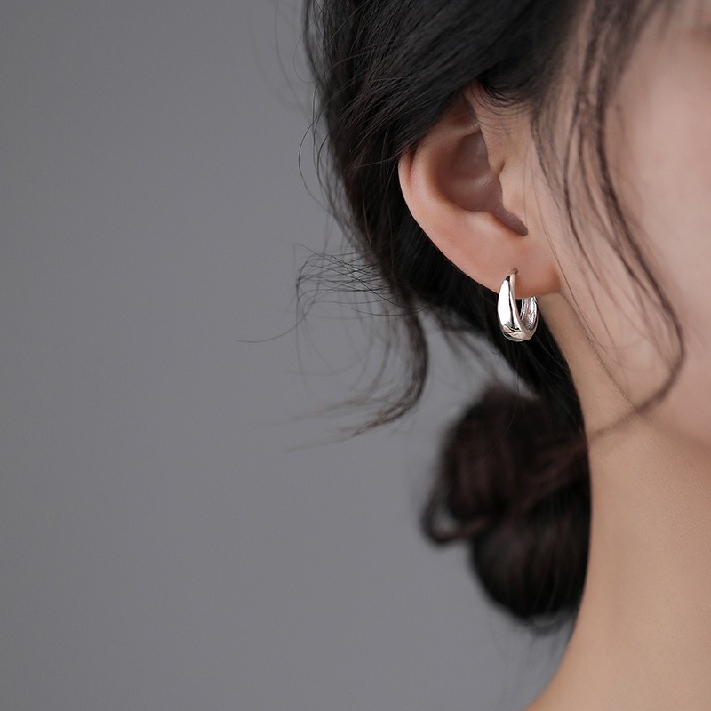 Roselife ต่างหูห่วงเงิน S925 จี้รูปหยดน้ํา ขนาดใหญ่ เครื่องประดับ สําหรับผู้หญิง 1 คู่