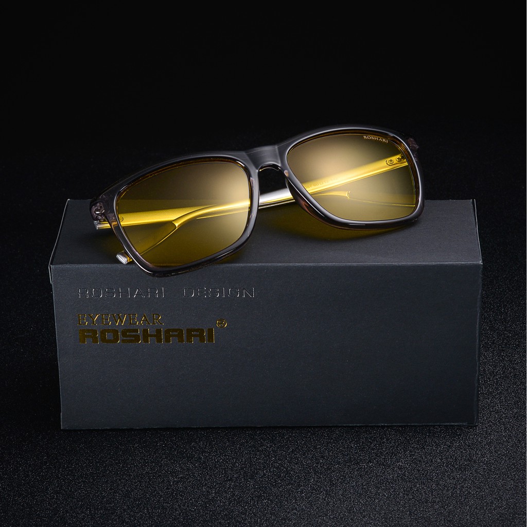 Roshari A38 แว่นตากันแดด เลนส์โพลาไรซ์ วิสัยทัศน์กลางคืน HD สําหรับผู้ชาย ผู้หญิง