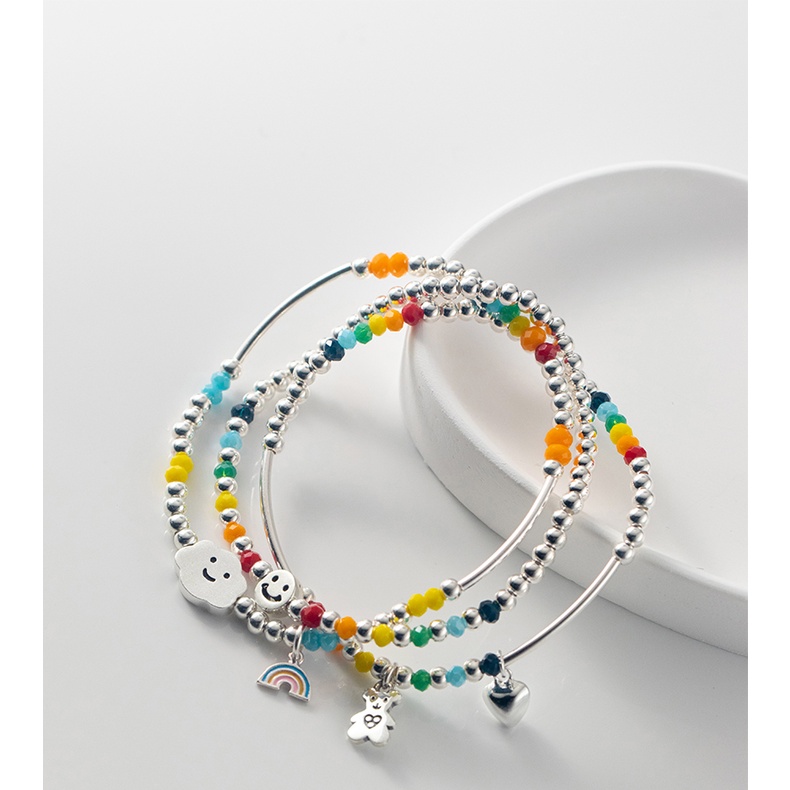 S925 สร้อยข้อมือเงินเกาหลีลูกปัดสีเมฆสร้อยข้อมือเครื่องประดับ