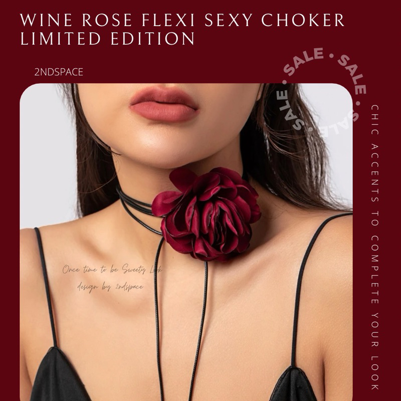 SALE โช้กเกอร์ดอกไม้แบบผูกเองได้ตามใจสไตล์Sexy Flexi Rose Basic Choker พร้อมส่งนะค้า