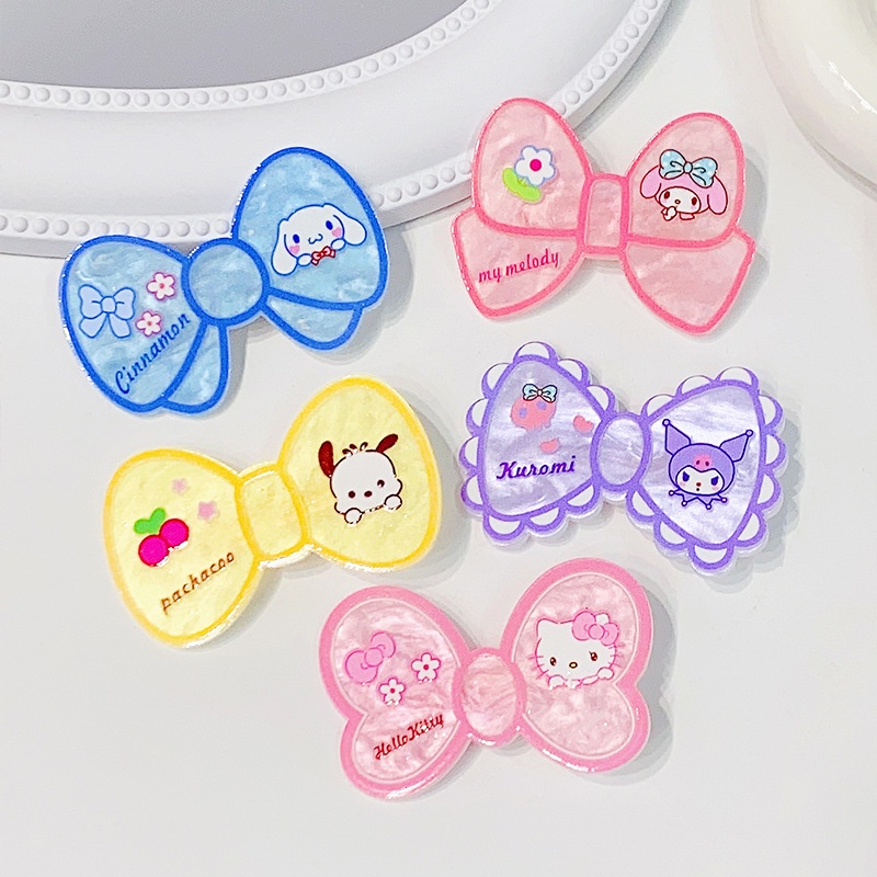 SANRIO กิ๊บติดผม ประดับโบว์ ลายการ์ตูนน่ารัก สไตล์เจ้าหญิง สําหรับเด็กผู้หญิง