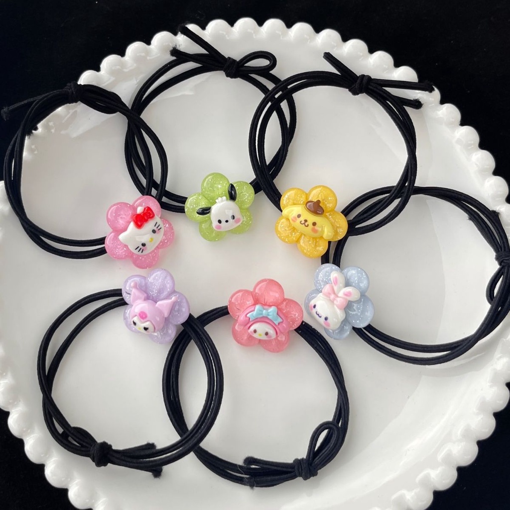 SANRIO ยางรัดผม แบบใส ลายการ์ตูนซานริโอ้น่ารัก อเนกประสงค์ สําหรับนักเรียน