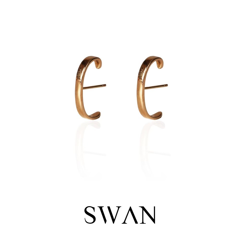 SWAN - Lara Earring ต่างหูเจาะเงินแท้ เรียบๆ เงินเกลี้ยง
