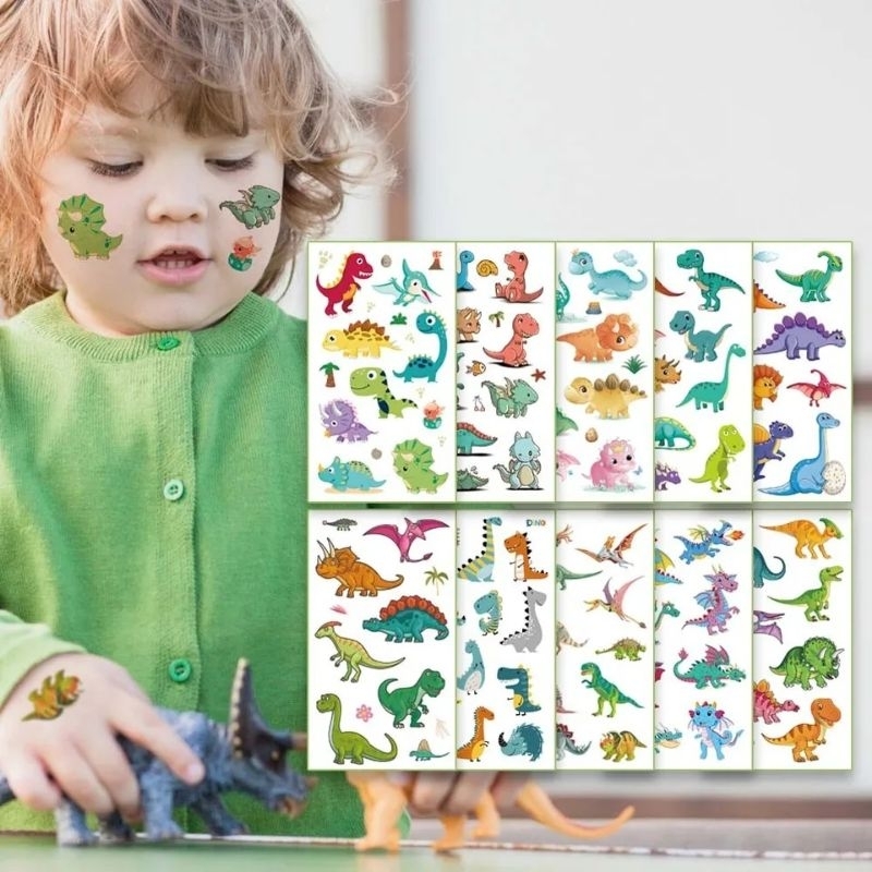 Sale พร้อมส่ง ราคาต่อ  1 เซต   Dinosaur Tattoo Animal Vehical ไดโนเสาร์ สัตว์ รถ พาหนะ แทททู