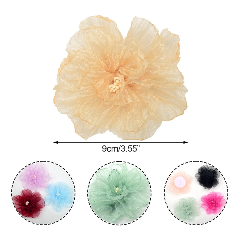 San* ดอกไม้ผ้าไหมแก้ว 3D แฮนด์เมด DIY อุปกรณ์เสริม สําหรับตกแต่งเสื้อผ้า