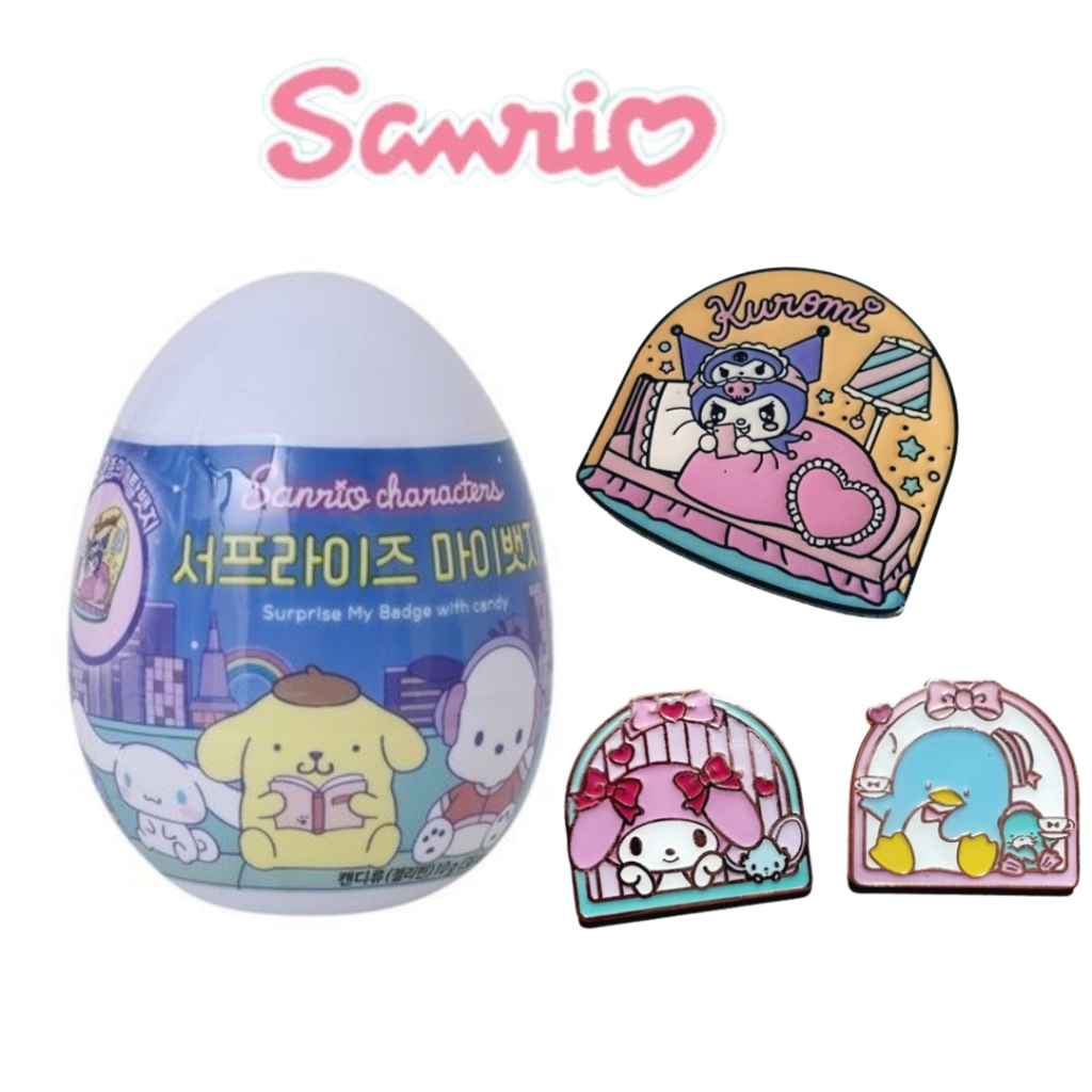 [Sanrio] เข็มกลัดโลหะ ลาย Hello Kitty My Melody Kuromi 33 แบบ สุ่มสี