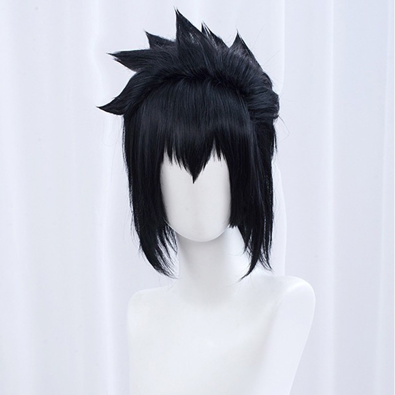 Sasuke Uchiha วิกผมสั้น คอสเพลย์ อะนิเมะ คอสเพลย์ วิกผมสังเคราะห์ ทนความร้อน + ฟรีหมวกวิกผม
