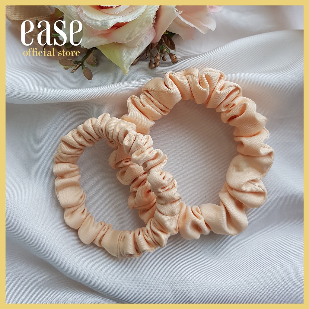 Satin Scrunchies - Best offer pack  4 ชิ้น คละสี ไซส์ได้ - Premium Satin ไม่กินผม ไม่ย้วย รัดแน่น (Warm tone/Pastel)