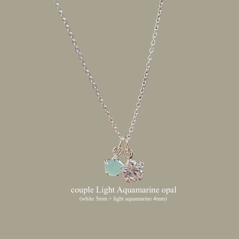 SissyJewelry // สร้อยคอเงินแท้ รุ่น couple mini chain(พลอยกลมขาว 5mm + กลม4mm) )  Free gift box
